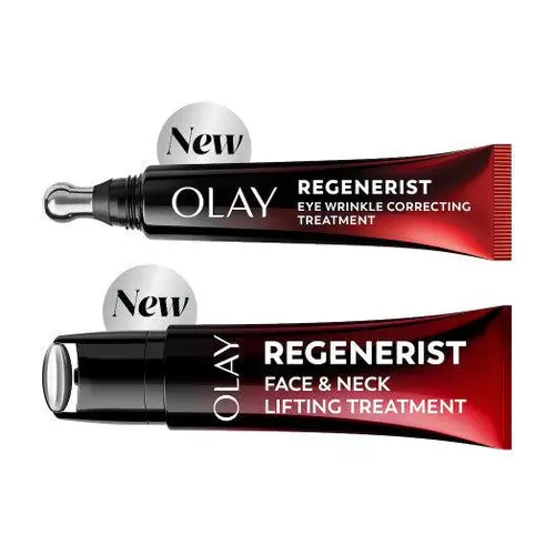 OLAY Bright-Eyed & Lifted Duo - Regenerist Peptides-Infused Eye Wrinkle Correcting Treatment, Normal Skin Face-Jawline-Neck Lifting Bundle (Eye Treatments for Anti-Aging Care)