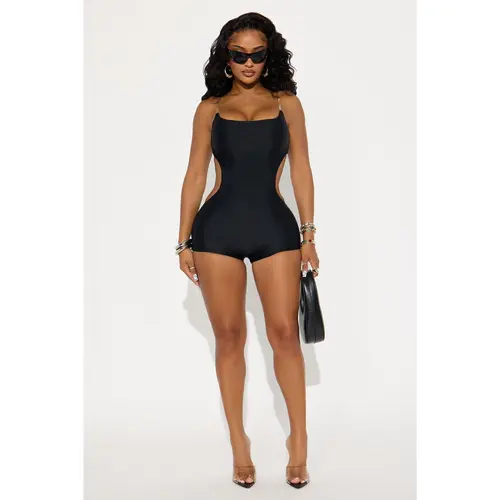 Alina Form Double Lined Romper - Black