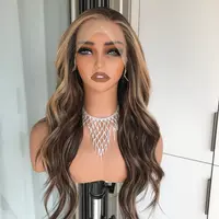 AISOM Jemma Sunlit Mocha Long Body Wave 13x4” Free Part Lace Front Wig with Scandinavian Hairline 24 Inches Low Density Heat Friendly Synthetic Wig