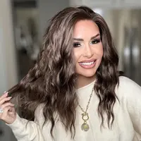 AISOM Mila Smoky Brunette Water Wave Free Part 13x4“ Lace Front Wig 16 Inches Heat Friendly Synthetic Glueless Wig for Women Daily Use