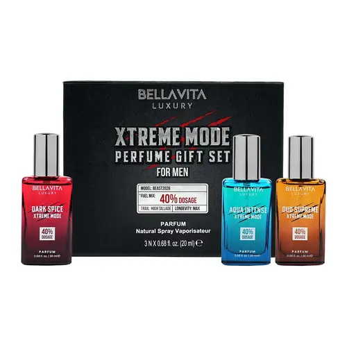 BellaVita Luxury Xtreme Mode Collection Set for Men | 3 x 20ml Long-Lasting EDP | 40% Oil Concentration | Spicy, Woody, Musk & Oud Fragrances