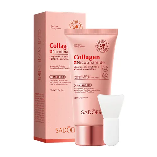 Collagen & Niacinamide Peel Off Face Mask for Daily or Night Care, Firming & Hydrating Facial Mask for Wrinkle Smoothing, Korean Face Masks, Glow Boosting Facial Masks Suite for All Skin Types, 2.64Oz,travel essentials