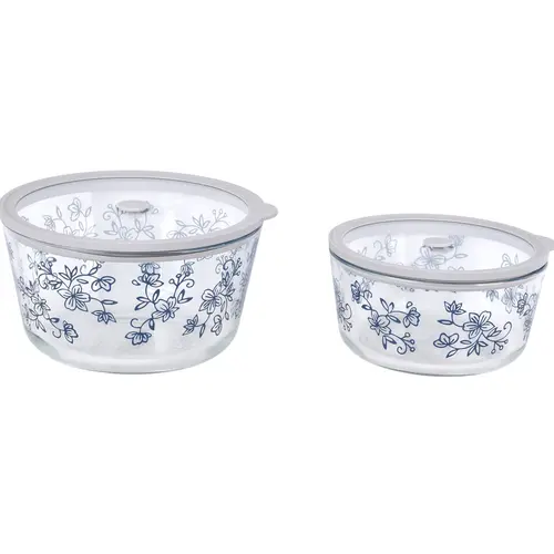 Temp-tations Set of 2 Borosilicate Glass Bowls with Glass Lids