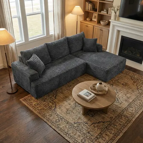95" L-Shaped Modular Sectional Sofa, No-Assembly-Required Non-Rigid Combination Fabric Couch, Durable Soft-Pillow Big Comfy Boneless Cloud Sofa for Living Room, Holiday Indoor Furniture, Sofas Living Room,dorm essentials,home decor