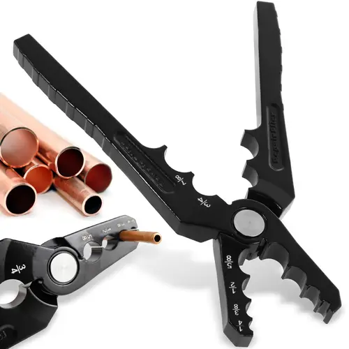 LIZVOR Manual Copper Tube Rounder Pliers - 6-Hole Design Multi-Size Pipe Rounders for 1/4" 3/8" 1/2" 5/8" 3/4" 7/8" Copper, Aluminum Thin-Walled Iron Pipes, Precision in Projects