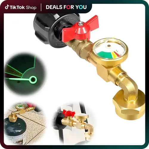 Safety Propane Refill Adapter with Safety Valve, Glow-In-The-Dark Gauge, PVC Body Resists Rough Outdoor Wear, Ball-Valve Control, Tool-Free Quick Setup - Versatile 1 lb Tank Gas Cylinder Filling Connector for Outdoor Activities (dealsforyoudays)