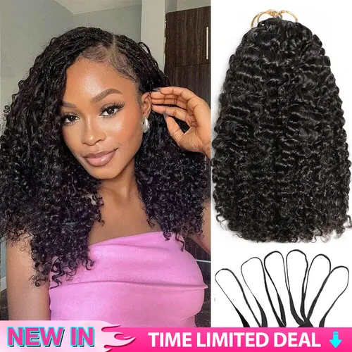 【New In】Lemoda Burmese Curly Crochet Human Hair Knotless Pre-Separated Feather Crochet Human Hair for Women, Lightweight Reusable Natural Black Color 60g
