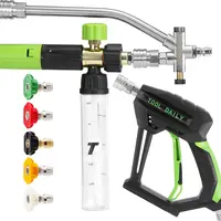 Tool Daily Short Pressure Washer Spray Lance with Mini Foam Sprayer, Dual Connector Adapter, 5 Car Wash Nozzle Tips, 1/4 Inch Quick Connect – Powerful Water Flow, Cleaner Attachment for Pressure Washers, Powerful Water Flow Pressure Washers, Adapter Press
