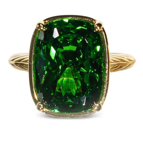 Sterling Silver Elongated Cushion Emerald CZ Cocktail Ring