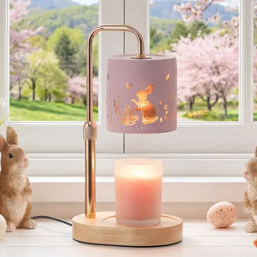 Pink Candle Warmer Lamp with Timer - Height Adjustable Wax Melter, Dimmable Light Candle Holder Decor for Cozy Desk or Bedroom Glow, Women Gifts, Indoor
