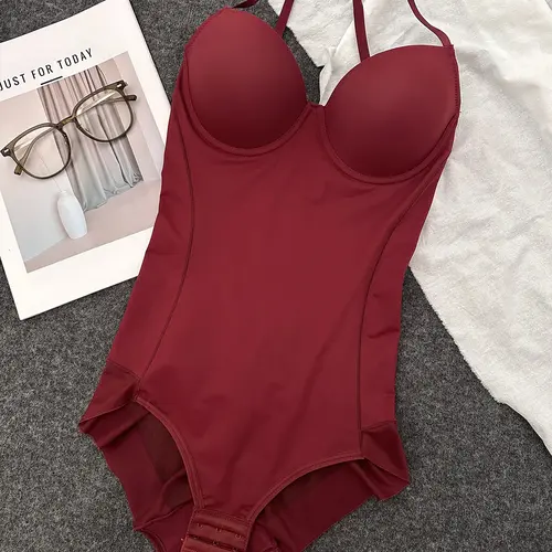 Women's Body Shaping Underwear Set, Adjustable Straps & Ruched Sheer Contrast Mesh, Regular Fit All-Seasons Comfort Shapewear, Spaghetti Strap