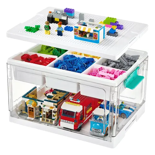 [Video Only] Vtopmart 2/4 Pack 24QT Transparent Rectangle Pre-Assembled Plastic Storage Bins with Lids - Storage Organization for Arts and Crafts, Kids Building Blocks, Back-to-School & Preschool Supplies