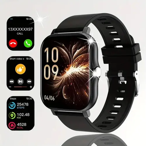 Smart watch, wireless talking/dialing, multi-sport mode, call reminder and rejection, Black and pink wearable multi-functional smartwatch with high-definition touchscreen Super Bowl, Super Bowl Outdoor Sports