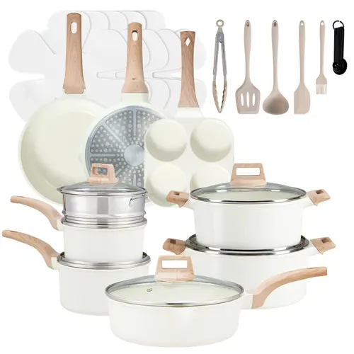 25-Piece Non-Stick Ceramic Granite Cookware Set with Stay-Cool Handles, Induction Compatible Pots and Pans Set for Healthy Cooking,home essentials
