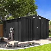 Aoxun(6x4/10x8/10x12/6x8/FT) Heavy-Duty Metal Garden Shed, Large Outdoor Enclosure Garden Building with Lockable Door, Sloping Roof, Water Resistance, Adjustable Interior & Space-Saving Design for Patio, Lawn, Enclosure Garden Buildings;Outdoor shed