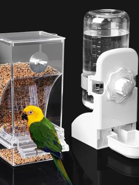 A Combination of 1 Feeder And 1 Water Dispenser, Suitable for Hanging Small Animals,an Automatic Feeder Accessory for Parakeets, Lovebirds, Budgerigars, And Canaries