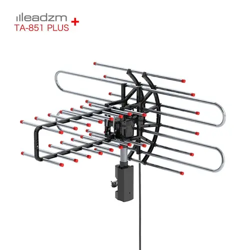 Leadzm TA-851 Plus Durable Outdoor Aluminium Antenna with 360° Rotation, UV Protection, Dual Frequency 45-860MHz, 22-38dB Amplifier, 42.65ft Cable, Remote, Noise Reduction, Wireless Adapter, Digital Audio & Video Accessories