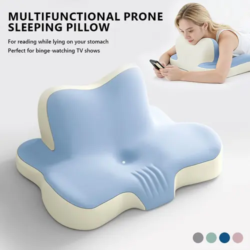 AMORIDAGE Memory Foam Bed Support Pillow, Modern Contoured Shape, High-Density Foam for Spine Alignment, Premium Breathable Cover, Multifunctional Bedroom Decor Pillow for Reading & Lounging