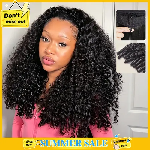 [26 inch only $119] Afterblack Burmese Curly Glueless Half Wig For Women Seamless Flip Over Drawstring Wig Wear Go Half Wig Invisible Hairline Glueless Curly Human Hair Beginner Friendly #HairStyle #TikTokShopSpringGlowUp#Summervibes#tiktokshopsummersale