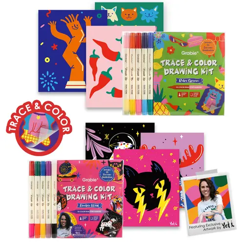 Grabie New Trace & Color Drawing Supplies Kit - Art Set with Premium Supplies, Artist Tools, Colorful Materials for Brain-Off Creativity (DealsForYouDays Promotion)