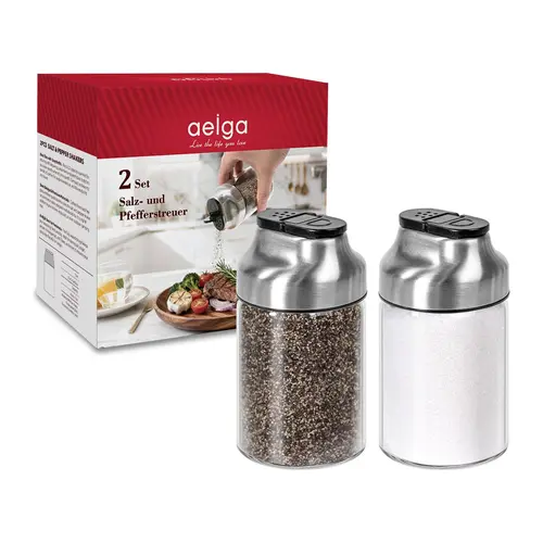 5 oz Transparent Glass Salt and Pepper Shakers Set - Kitchen Gadgets Utensils with Adjustable Pour Holes, Stainless Steel Lid Sugar Dispenser - Elegant Seasoning Serving Kitchen Table Accessories