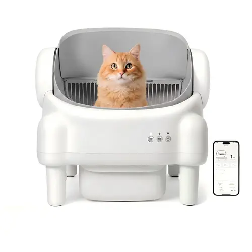 TAYACICY 16.5" Open-Top Automatic Litter Box - 10.5L Smart Self-Cleaner with Dual Safety Tech, Infrared/Gravity Sensors, 2.4G WiFi, Smart App Control, Sealed Bin Odor Traps, Washable Reusable Liner, 16.5"×16.5" Entrance, Universal for Cats