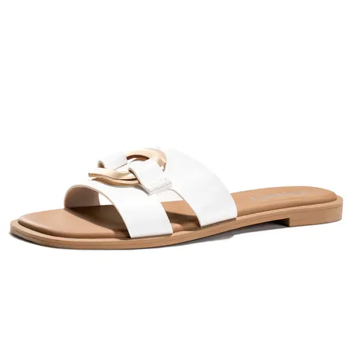 FITORY Camille Women's Braided Slide Sandals, Flat Faux Leather Open Toe Casual Footwear, Shoes for Women, Sandals Women, Women's Sandals,shoes for back to school,back to school shoes
