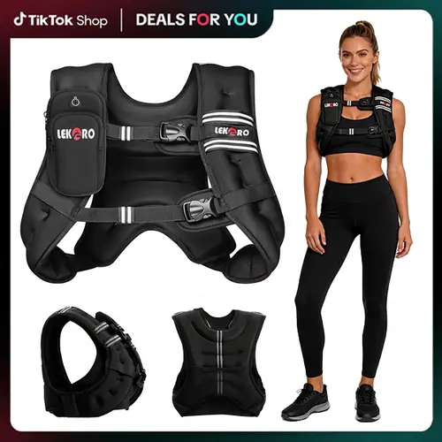 Adjustable Weighted Vest 6lbs/8lbs/12lbs/16lbs/20lbs/25lbs/30lbs, Sand Weight Vest for Men & Women, for Walking, Home Workout & Daily Fitness, Reflective Adjustable Design