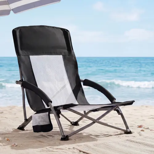 Sweetcrispy Sturdy Camping Folding Chair - 250 LBS Support, Mesh Breathable Back, Storage Pocket, Cup Holder, Carrying Bag, Lightweight Folding Outdoor Reclining Chair for Hiking, Picnics, Hiking Gear, Camping Folding Chairs, Foldable Chairs