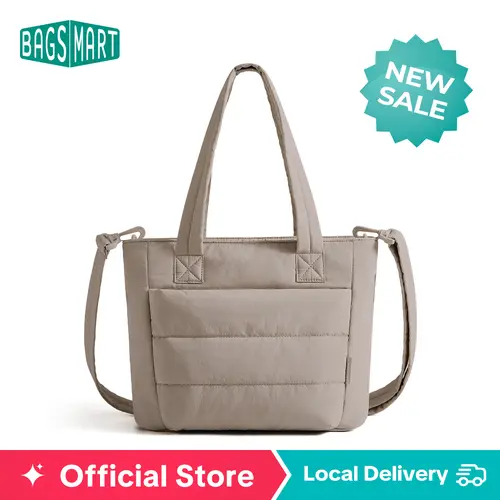 【NEW IN】BAGSMART Upgraded Mini Bubble Puffy Tote Bag Longer Length Added Shoulder Strap Durable Quilted Laptop Tote for Travel Work tiktokshopsummersale