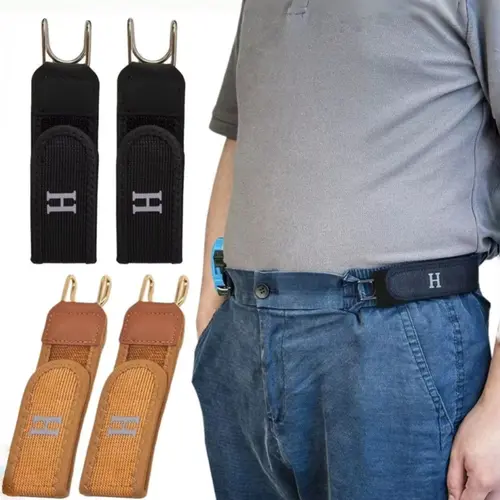 2Pcs Buckle-Free Elastic Belt for Men, Adjustable No Buckle Stretch Waist Belt, Invisible Comfortable Belt for Jeans & Casual Pants, Street Style Waistband, Great Gift for Him, Letter Waistband