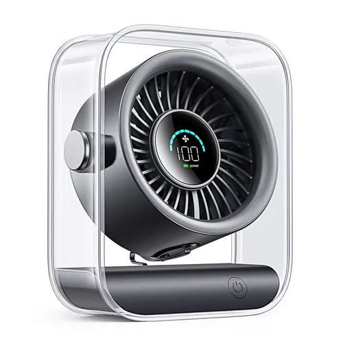 KIMMOO Rechargeable USB Desk Fan, Quiet Table Fan with Turbo Airflow, 100 Speeds, Digital Display, 90° Rotating, Small Battery Desktop Fans for Bedroom Home Office Travel, Black,back to school,back to school haul