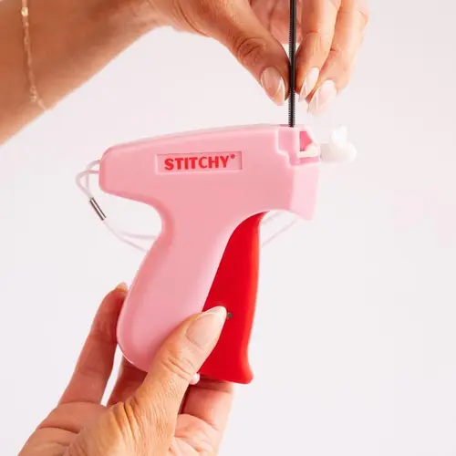 Portable Handheld Mini Single-Needle Sewing Machine - Red and Pink Stitchy Model with 600+600 Micro Stitches - Single Unit Home Use Sewing Tool for Clothing Repair, Fix Hems Fast