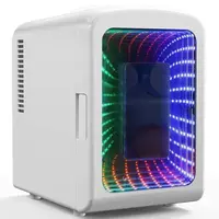 Antarctic Star 4L Compact Countertop Beverage Fridge Cooler - LED Lights, Quiet Operation, Portable AC/DC, Removable Shelf, White Home Appliance for Bedroom/Home Outlet Use