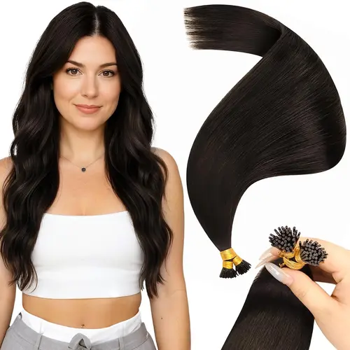 Full Shine I-Tip Pre-Bonded Human Hair Extensions 16-22 Inch Italian Keratin Heat-Resistant Natural Look 40G backtoschool