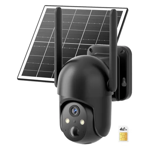 [BackToSchool]4G LTE Cellular Solar Surveillance Black Security Camera – 2K HD Video 360° View,NoWiFi, Remote APP Controlled,WaterProof,MotionActivated, NightVision, 4GData Card Included (Unlimited 4G data need activation) Connection out, Batteries, Motio