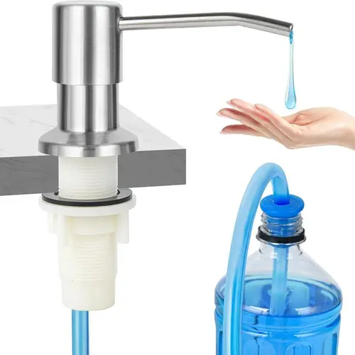 Soap Dispenser for Kitchen Sink Brushed Nickel Stainless Steel Countertop Dish Soap Dispenser Pump with 47'' Extension Tube Kit