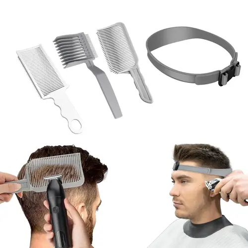 Unisex 4-Piece Hair Cutting Guide Kit - Professional Barber Haircare Equipment with Adjustable Silicone Band, Precision Guides for Accurate Home Hair Trimming, Heatless Hairdressing Tool Set