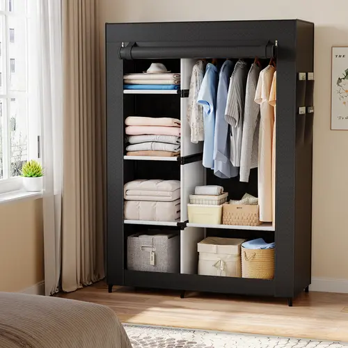 Sweetcrispy Spacious Freestanding Wardrobe Storage Unit - Portable Garment Rack with Cover Keeps Contents Clean, Space-Saving Modern Furniture, Small Room Organization Product for Bedroom