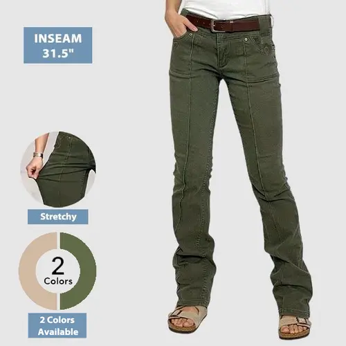 Flamingals Stitch Detail Mid Waist Bootcut Pants Womenswear