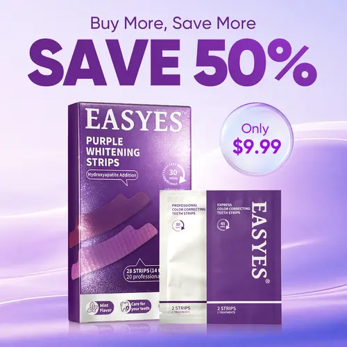 【Easyes】Purple Non-Slip Teeth Whitening Strips - Enamel Safe & Sensitivity Free 7/14  Whitening Sessions Combining Whitening and Colour Correction Residue-Free Non-Slip Dry Strip Technology -Y #sohochic