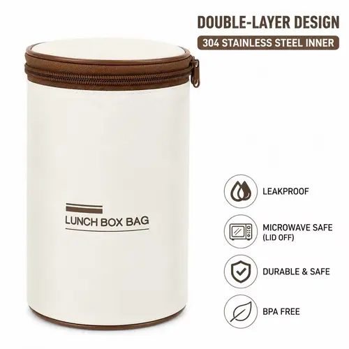Premium 304 Stainless Steel Bento Lunch Box - Airtight, Leak-Proof, Lightweight Multi-Layer Tableware, Portable Meal Prep Container for Kids & Adults, Ideal for Packing Lunch for My Kid & Husband, Beige
