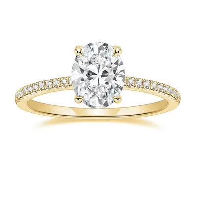 EAMTI 14K Gold Plated Engagement Rings 3CT Oval Cut Cubic Zirconia CZ Wedding Promise Rings for Her Stunning Wedding Bands for Women
