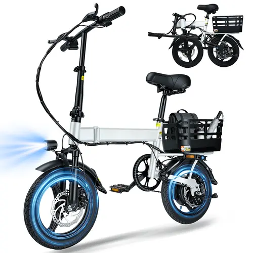VIPLAT Adults' 14-Inch Mini Folding Ebike with 14-Inch Mini Tires - 500W Motor, 36V 12Ah Battery, Up to 20MPH Speed, 30+ Mi Range, 3 Riding Modes, Adjustable Handlebar & Seat - for Under Desk Storage, Daily Use, City & Campus Travel
