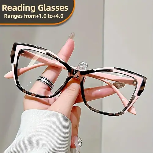 Elegant cat eye reading  for women-fashionable color block design, anti-blue light, 1.0 to 4.0 strength trendy casual stylish  vision correction rave lightweight frame sun  unisex vintage eyewear men ok glass,summer outifit,travel essentials