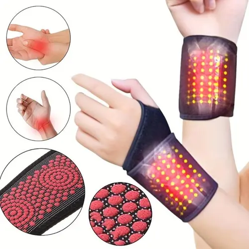 Therapeutic Heated Magnetic Wrist Brace - Adult Fashion Accessory Wristband, Magnetic Wrist Hold, Therapy Pain Relief, Soothing Relaxation, Machine Washable Washable Cloth, One Size