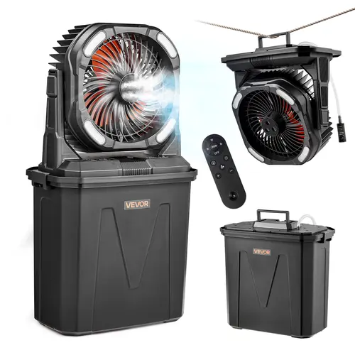【summerfinds】VEVOR Misting Fan, More than 2700RPM Motor Mister Fan, Mister Cooling Fans with 2.38 gal Water Tank, 10000mAh Battery, 4-Speed Wind & 5 Lighting Modes, Water Cooling Fans for Indoor, Outdoor, Patio