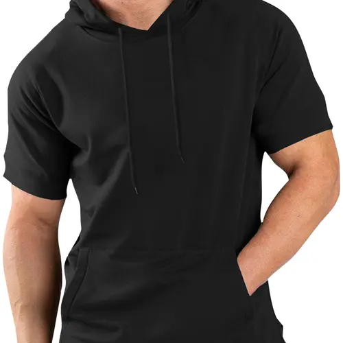Men's Lightweight Summer Plain Short-Sleeve Hooded T-Shirt - Menswear Crewneck Top, Ideal for Casual Outings, Sports, Great as Gift for Boyfriend Tops t shirts t shirt for men men's summer t shirts Gym Tshirt Streetwear