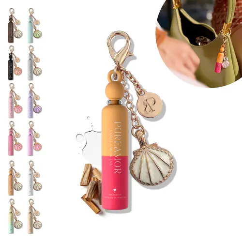 PureAmor Mini Keychain Perfume (2ml/0.07oz) - 8+ Hour Long Lasting, Designer Inspired Fragrance, Choose From 13 Scents: Floral, Woody & Sweet, Pocket Fragrance