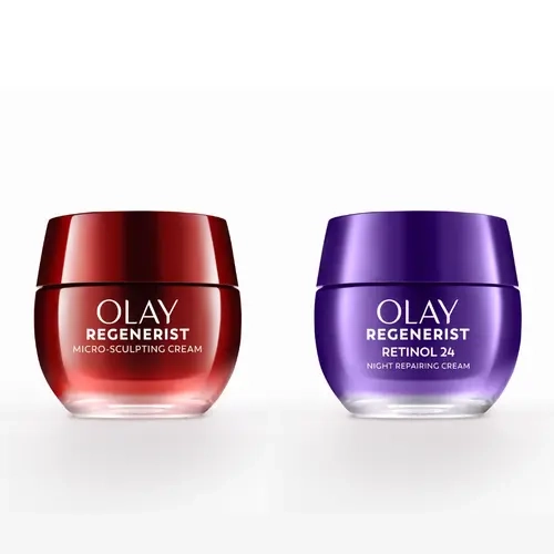 Olay Best Sellers Facial Moisturizer Power Couple - Micro-Sculpting Cream with Hyaluronic Acid and Bright Retinol-Infused Treatment, Hydrate